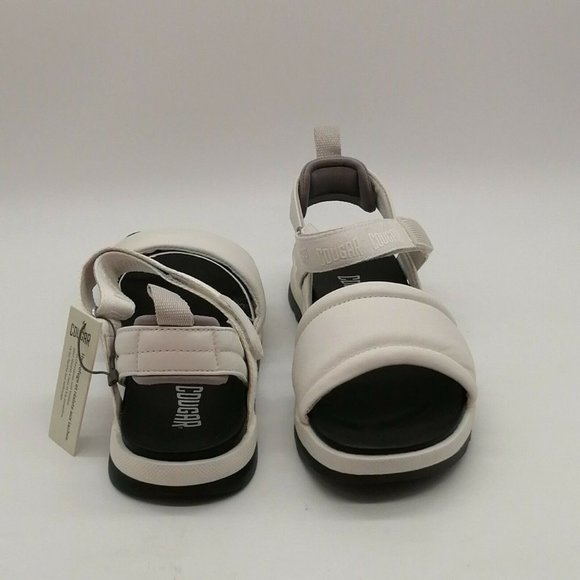Cougar Womens Leona Sporty Sandal White Leather Hook Loop Ankle Strap 11M NEW - Picture 3 of 10